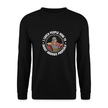 Bogenschütze Bogensport Pfeil Bogen Bogenschießen - Unisex Pullover - Schwarz - Vorne - Alina (178cm) & Michal (187cm)