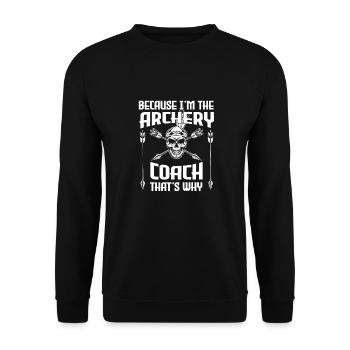 Bogenschütze Bogensport Pfeil Bogen Bogenschießen - Unisex Pullover - Schwarz - Vorne - Alina (178cm) & Michal (187cm)