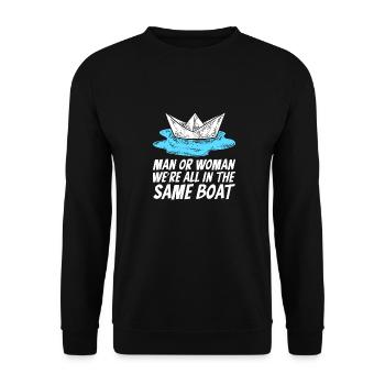 Seglen Segelboot Segler - Unisex Pullover - Schwarz - Vorne - Alina (178cm) & Michal (187cm)