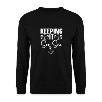 Seglen Segelboot Segler - Unisex Pullover - Schwarz - Vorne - Alina (178cm) & Michal (187cm)