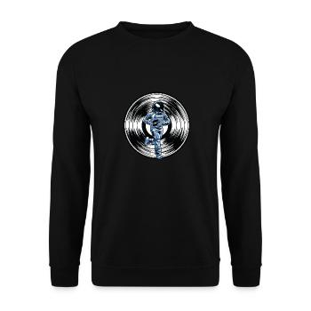 Vinyl Record Collector Astronaut - Unisex Sweatshirt - black - Front - Alina (178cm) & Michal (187cm)