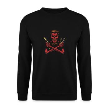 Barber Barbershop Skull Coiffeur - Sweat-shirt Unisexe - noir - Devant - Alina (178cm) & Michal (187cm)