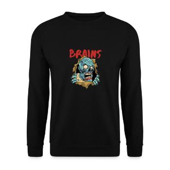 Zombie Halloween Brains - Unisex Sweatshirt - black - Front - Alina (178cm) & Michal (187cm)