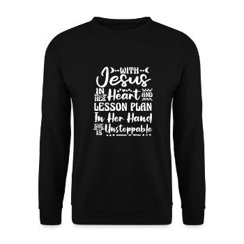 Teacher of Religion Religious Education - Unisex Sweatshirt - black - Front - Alina (178cm) & Michal (187cm)