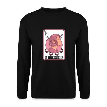 Hairdresser Hairstylist Card - Unisex Sweatshirt - black - Front - Alina (178cm) & Michal (187cm)