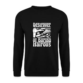 Coiffeur Coiffeur Drôle - Sweat-shirt Unisexe - noir - Devant - Alina (178cm) & Michal (187cm)
