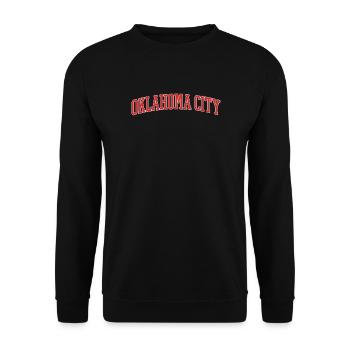 Oklahoma City Bogen-Schrift - Unisex Pullover - Schwarz - Vorne - Alina (178cm) & Michal (187cm)