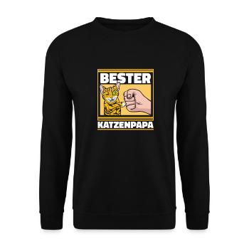 Katze Katzenpapa - Unisex Pullover - Schwarz - Vorne - Alina (178cm) & Michal (187cm)