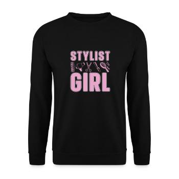 Friseur Hairstylist Friseur - Unisex Pullover - Schwarz - Vorne - Alina (178cm) & Michal (187cm)