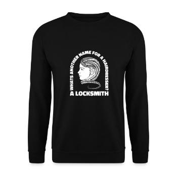Friseur Hairstylist Friseur - Unisex Pullover - Schwarz - Vorne - Alina (178cm) & Michal (187cm)