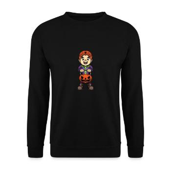 Halloween Kürbis - Unisex Pullover - Schwarz - Vorne - Alina (178cm) & Michal (187cm)