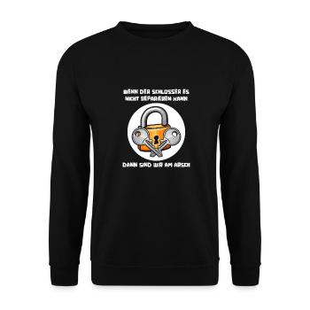 Schmied Metallbauer Schlosser - Unisex Pullover - Schwarz - Vorne - Alina (178cm) & Michal (187cm)