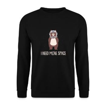 Grizzly Bär Braunbär Astronaut I Need More Space - Unisex Pullover - Schwarz - Vorne - Alina (178cm) & Michal (187cm)