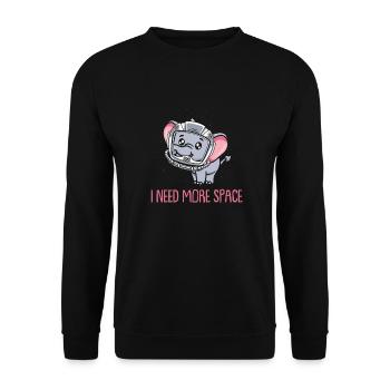 Elefant Astronaut I Need More Space - Unisex Pullover - Schwarz - Vorne - Alina (178cm) & Michal (187cm)