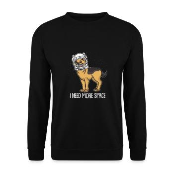 Schäferhund Astronaut I Need More Space - Unisex Pullover - Schwarz - Vorne - Alina (178cm) & Michal (187cm)