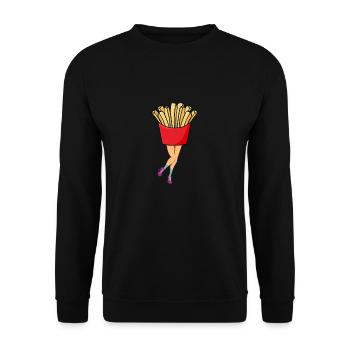 French fries fries vintage - Unisex Sweatshirt - black - Front - Alina (178cm) & Michal (187cm)