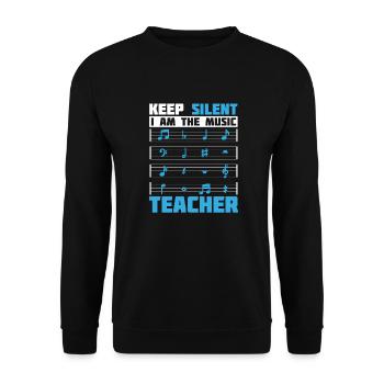 Professeur de musique Professeur de musique Partitions - Sweat-shirt Unisexe - noir - Devant - Alina (178cm) & Michal (187cm)
