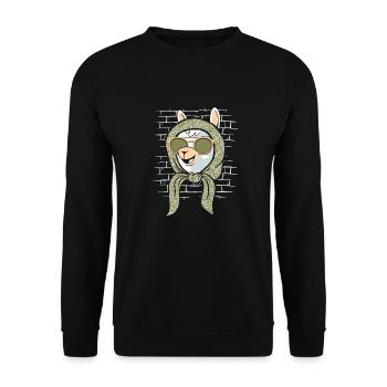 Alpaka Sonnenbrille Mit Schal - Unisex Pullover - Schwarz - Vorne - Alina (178cm) & Michal (187cm)