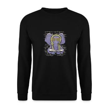 Elefant Sonnenbrille Mit Schal - Unisex Pullover - Schwarz - Vorne - Alina (178cm) & Michal (187cm)