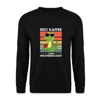 Krokodil Alligator Kaffee-Sonnenbrille - Unisex Pullover - Schwarz - Vorne - Alina (178cm) & Michal (187cm)