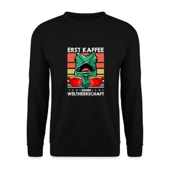 Gecko Eidechse Kaffee-Sonnenbrille - Unisex Pullover - Schwarz - Vorne - Alina (178cm) & Michal (187cm)