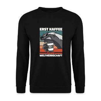 Honigdachs Ratel Kaffee Sonnenbrille - Unisex Pullover - Schwarz - Vorne - Alina (178cm) & Michal (187cm)