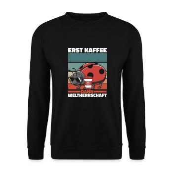 Marienkäfer Kaffee Sonnenbrille - Unisex Pullover - Schwarz - Vorne - Alina (178cm) & Michal (187cm)