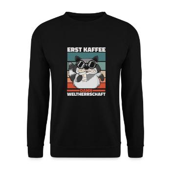 Waschbär Sonnenbrille Kaffee - Unisex Pullover - Schwarz - Vorne - Alina (178cm) & Michal (187cm)