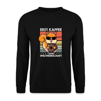 Eichhörnchen Kaffee-Sonnenbrille - Unisex Pullover - Schwarz - Vorne - Alina (178cm) & Michal (187cm)