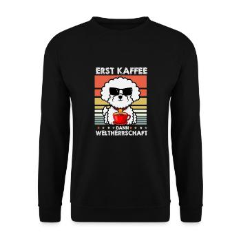 Bichon Frize Sonnenbrille Kaffee - Unisex Pullover - Schwarz - Vorne - Alina (178cm) & Michal (187cm)