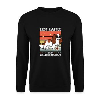King Charles Cavalier Sonnenbrille Kaffee - Unisex Pullover - Schwarz - Vorne - Alina (178cm) & Michal (187cm)