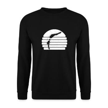 Turmspringen Turmspringer Sonnenuntergang - Unisex Pullover - Schwarz - Vorne - Alina (178cm) & Michal (187cm)