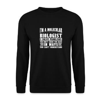 Biologie Biologe Lustig Molekularbiologe - Unisex Pullover - Schwarz - Vorne - Alina (178cm) & Michal (187cm)