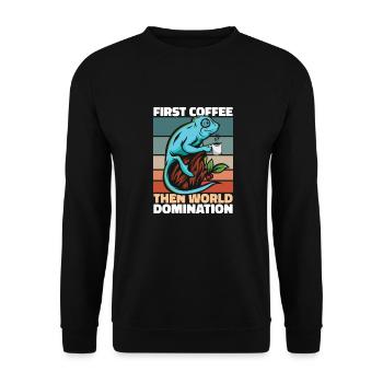 Chameleon Chamäleon Kaffee Sonnenbrille - Unisex Pullover - Schwarz - Vorne - Alina (178cm) & Michal (187cm)