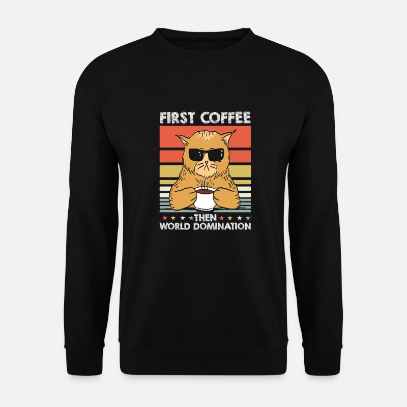 Cat Coffee Sunglasses - Unisex Sweatshirt - black