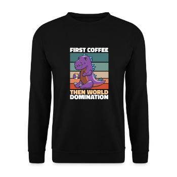 Café dinosaure - Sweat-shirt Unisexe - noir - Devant - Alina (178cm) & Michal (187cm)