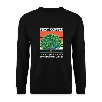 Peacock Bird Coffee - Unisex Sweatshirt - black - Front - Alina (178cm) & Michal (187cm)
