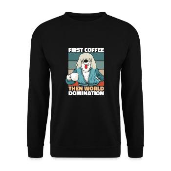 Old English Shepherd Bobtail Coffee - Unisex Sweatshirt - black - Front - Alina (178cm) & Michal (187cm)