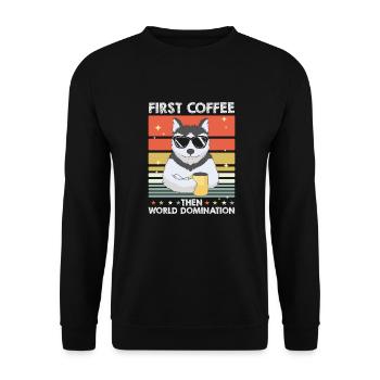Siberian Husky Kaffee - Unisex Pullover - Schwarz - Vorne - Alina (178cm) & Michal (187cm)