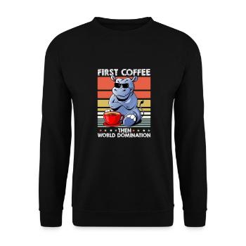Nilpferd Flusspferd Kaffee-Sonnenbrille - Unisex Pullover - Schwarz - Vorne - Alina (178cm) & Michal (187cm)