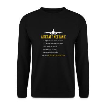 Définition du mécanicien d’aéronef - Sweat-shirt Unisexe - noir - Devant - Alina (178cm) & Michal (187cm)