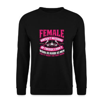 Airplane Mechanic Female - Unisex Sweatshirt - black - Front - Alina (178cm) & Michal (187cm)