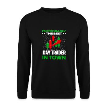 Day Trading Day Trader - Sweat-shirt Unisexe - noir - Devant - Alina (178cm) & Michal (187cm)