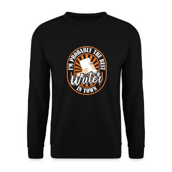 Schriftsteller Autor Komisch - Unisex Pullover - Schwarz - Vorne - Alina (178cm) & Michal (187cm)