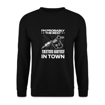 Tattoo Artist Tattoo Machine - Unisex Sweatshirt - black - Front - Alina (178cm) & Michal (187cm)