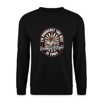 Baseball Witzig - Unisex Pullover - Schwarz - Vorne - Alina (178cm) & Michal (187cm)