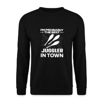 Jonglieren Jongleur Lustig - Unisex Pullover - Schwarz - Vorne - Alina (178cm) & Michal (187cm)