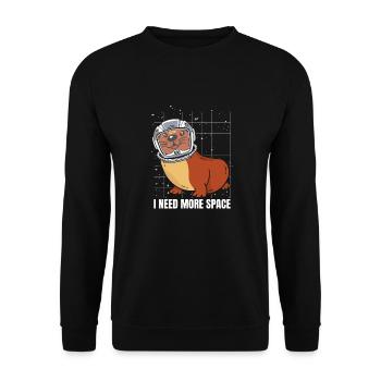 Otter Astronaut I Need More Space - Unisex Pullover - Schwarz - Vorne - Alina (178cm) & Michal (187cm)