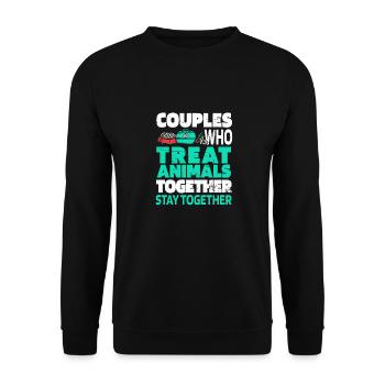 Tierarzthelfer Tierarzthelferin Paar - Unisex Pullover - Schwarz - Vorne - Alina (178cm) & Michal (187cm)