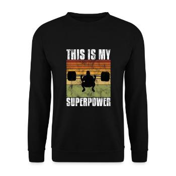 C’est mon super pouvoir Bodybuilding Bodybuilder - Sweat-shirt Unisexe - noir - Devant - Alina (178cm) & Michal (187cm)